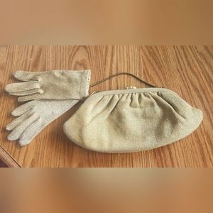 Ben Berger Vintage Gold Metallic Glove And Bag Set